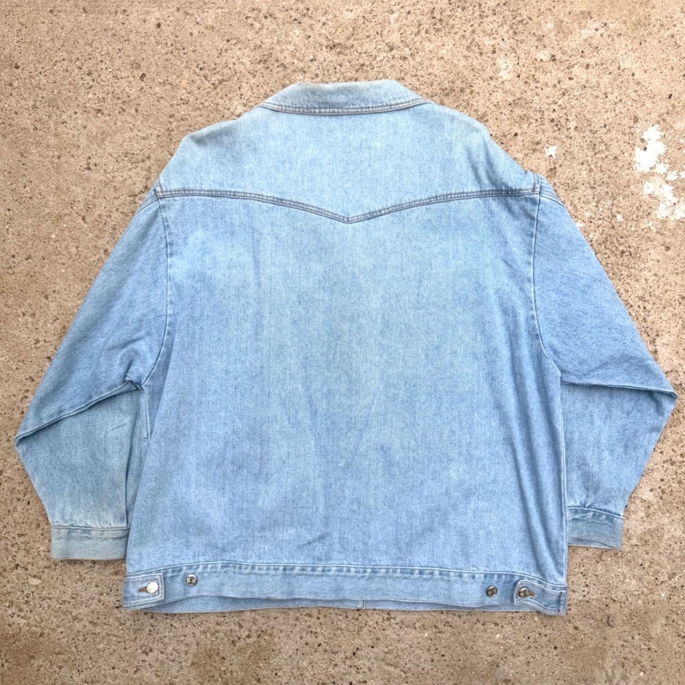 Vintage Jack Set Light Wash Denim Jacket USA Minimalist 90s Oversized Jacket - Picture 2 of 5